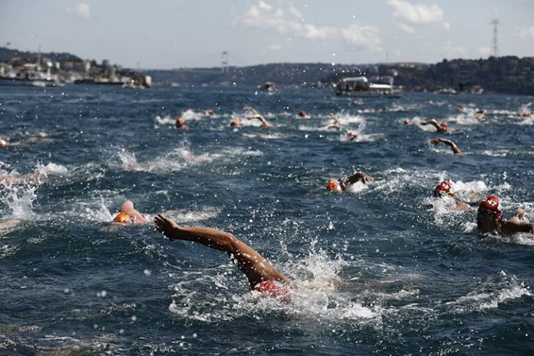 swimmers in bosphorus